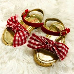 Cynthia Rowley red white gingham espadrilles sandals size 5 toddler baby